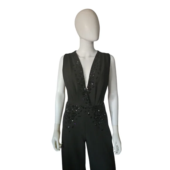 MARCELL VON BERLIN | Crystal Embellished Black Evening Jumpsuit | NWT | US 4 - Picture 3 of 12